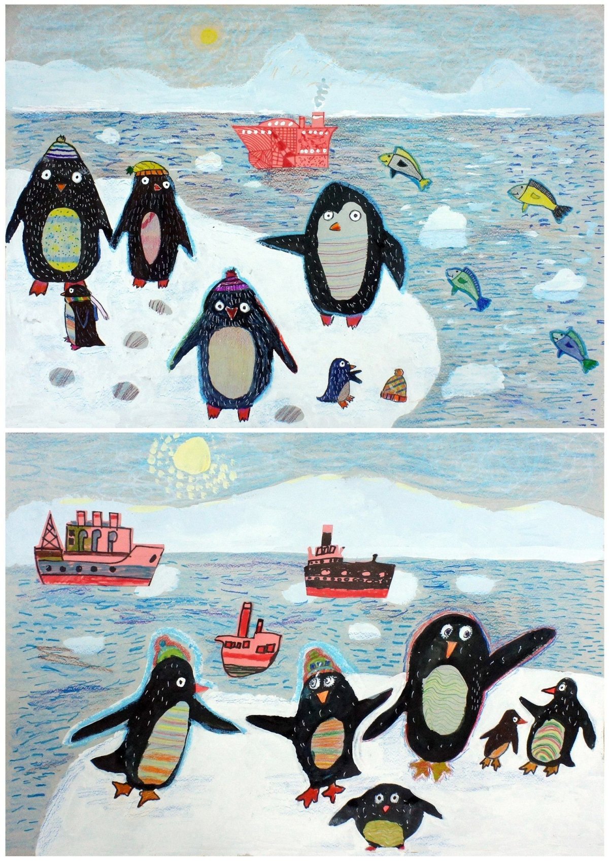 Рисование Пингвиний пляж