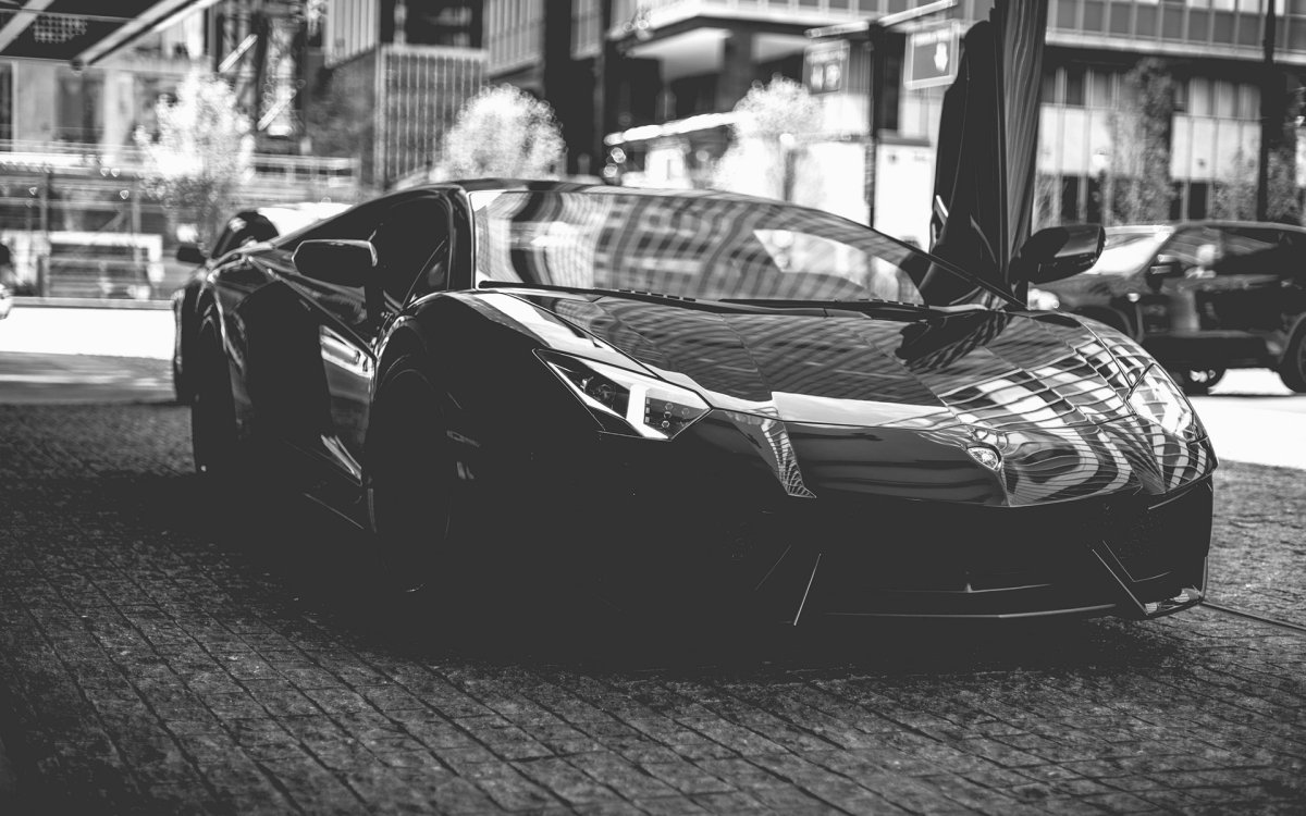 Lamborghini Aventador черно белая