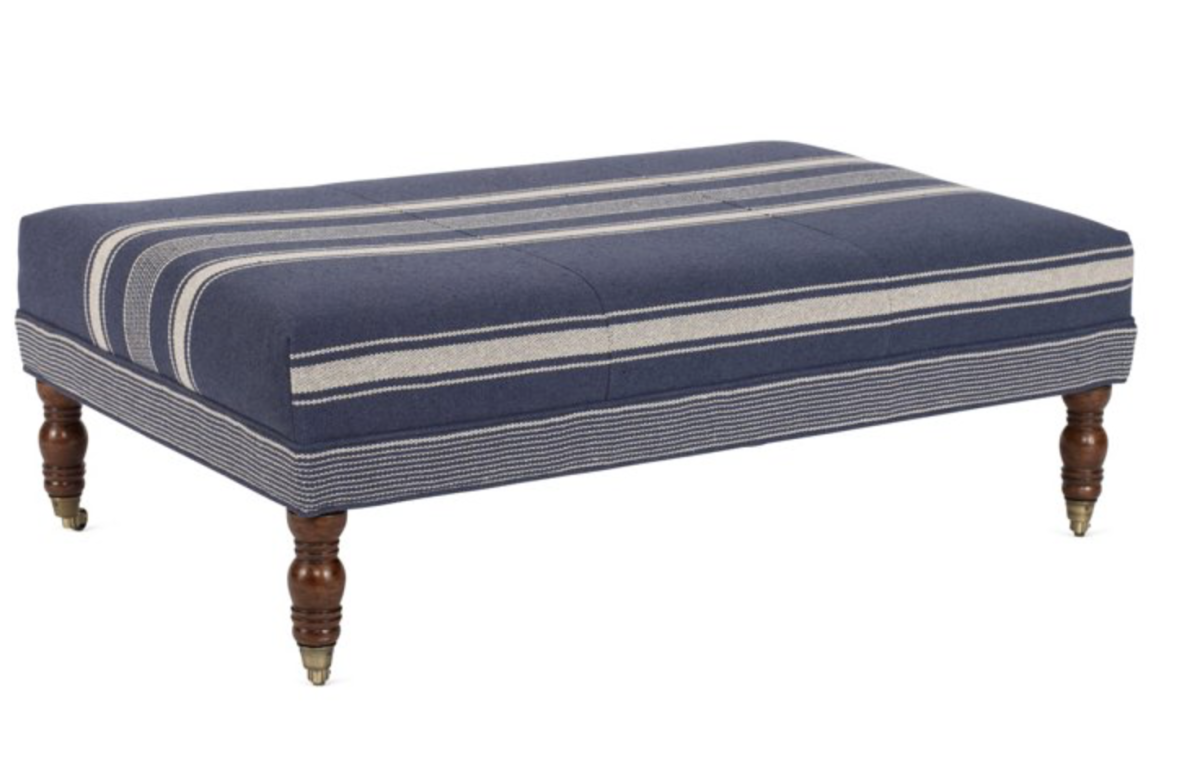Striped Ottoman on Wheels