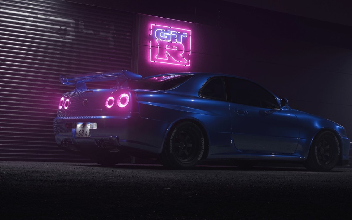 Nissan Skyline GTR r34 фиолетовый