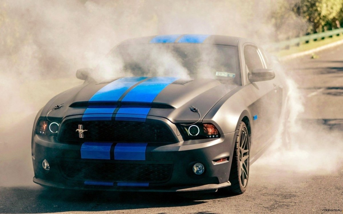 Ford Mustang Shelby gt500 в дыму