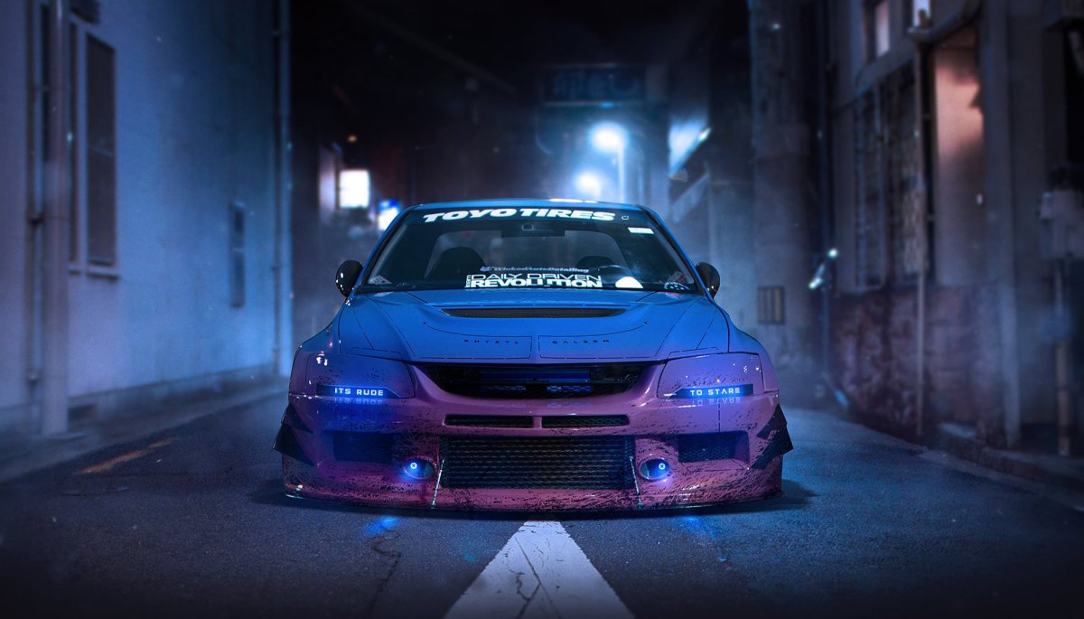 Mitsubishi Lancer Evolution 10 неон