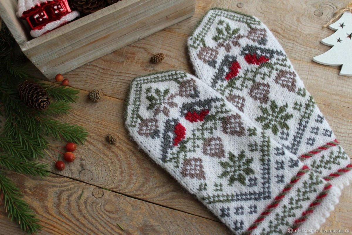 Жаккардовые варежки