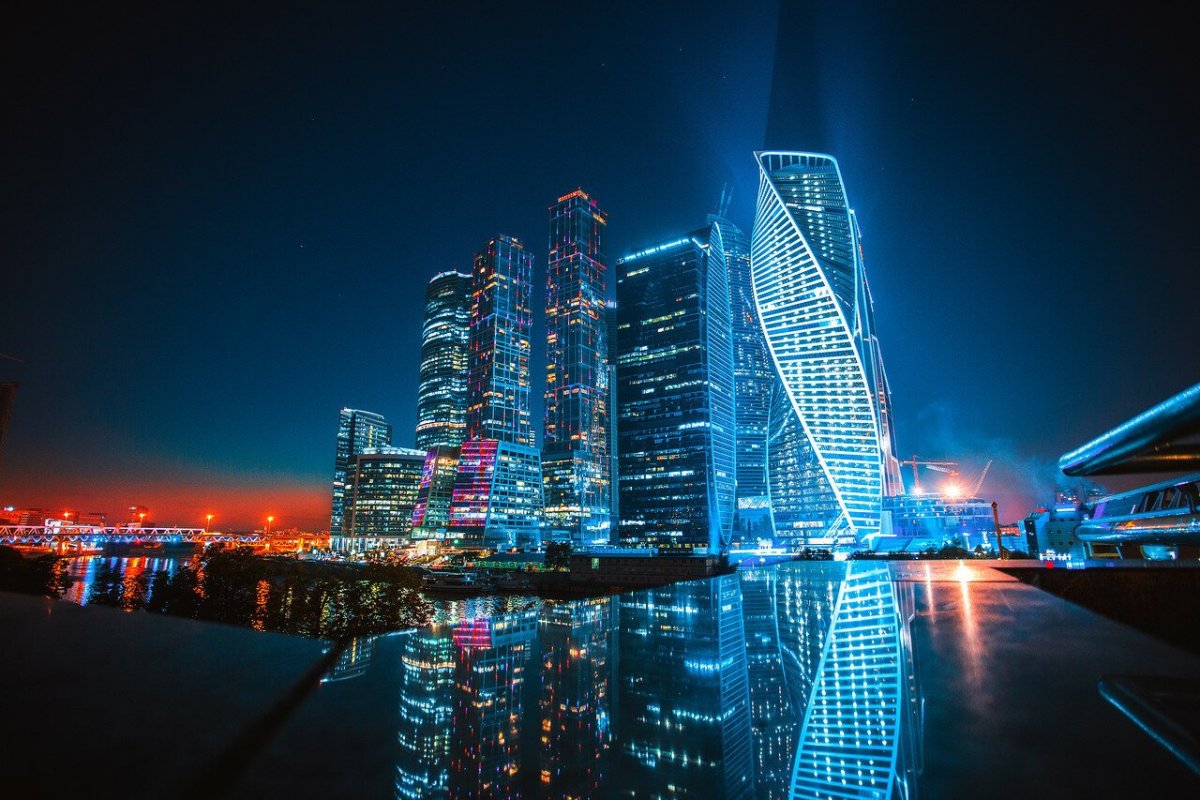 Москва Сити ночью