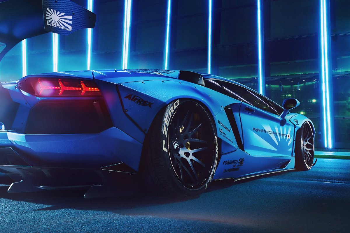 Lamborghini Aventador Blue 4k