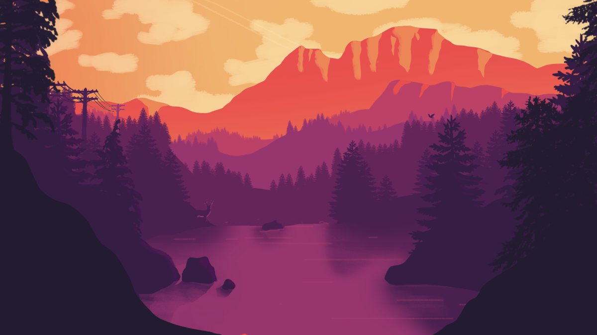 Firewatch лес река горы