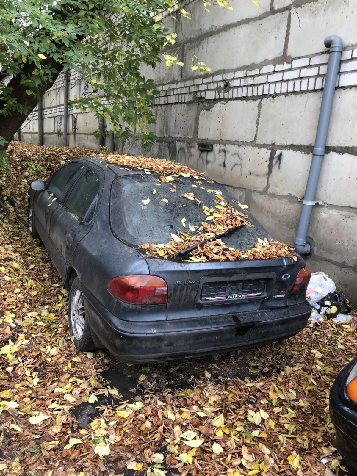 Брошенный автомобиль во дворе