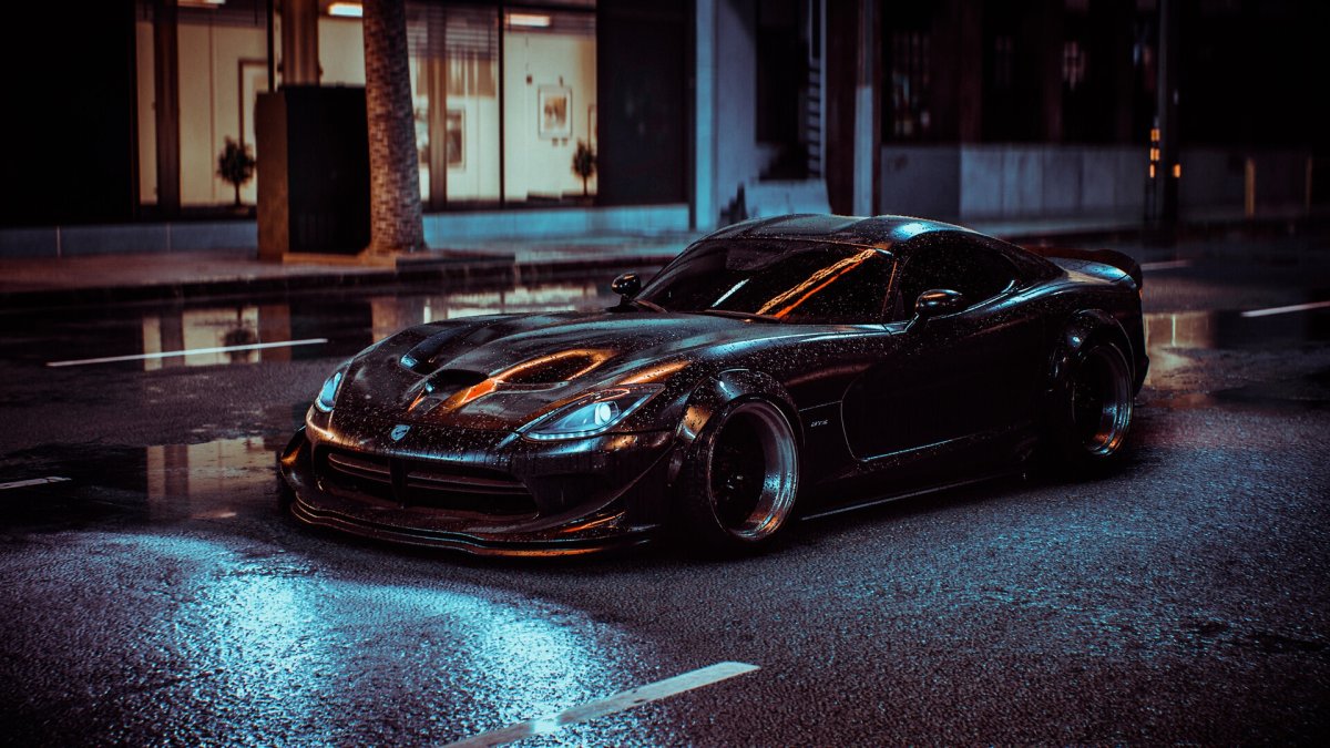 Dodge Viper черный 4k