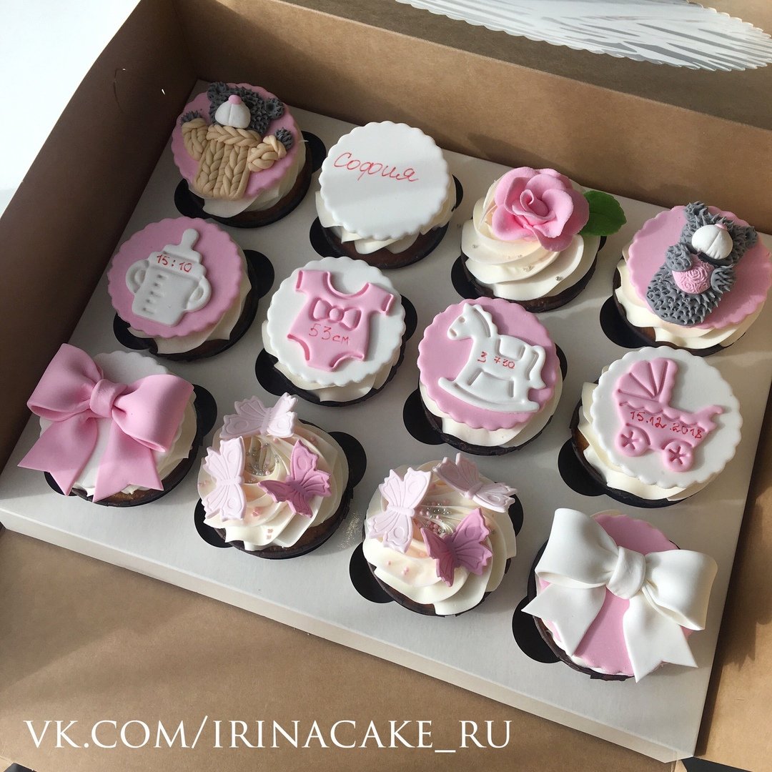 Украшение капкейков новорожденных