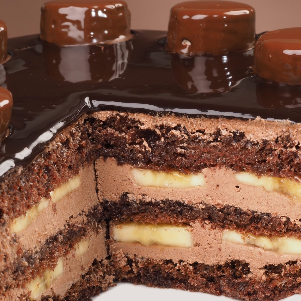 Шоколадно банановый торт