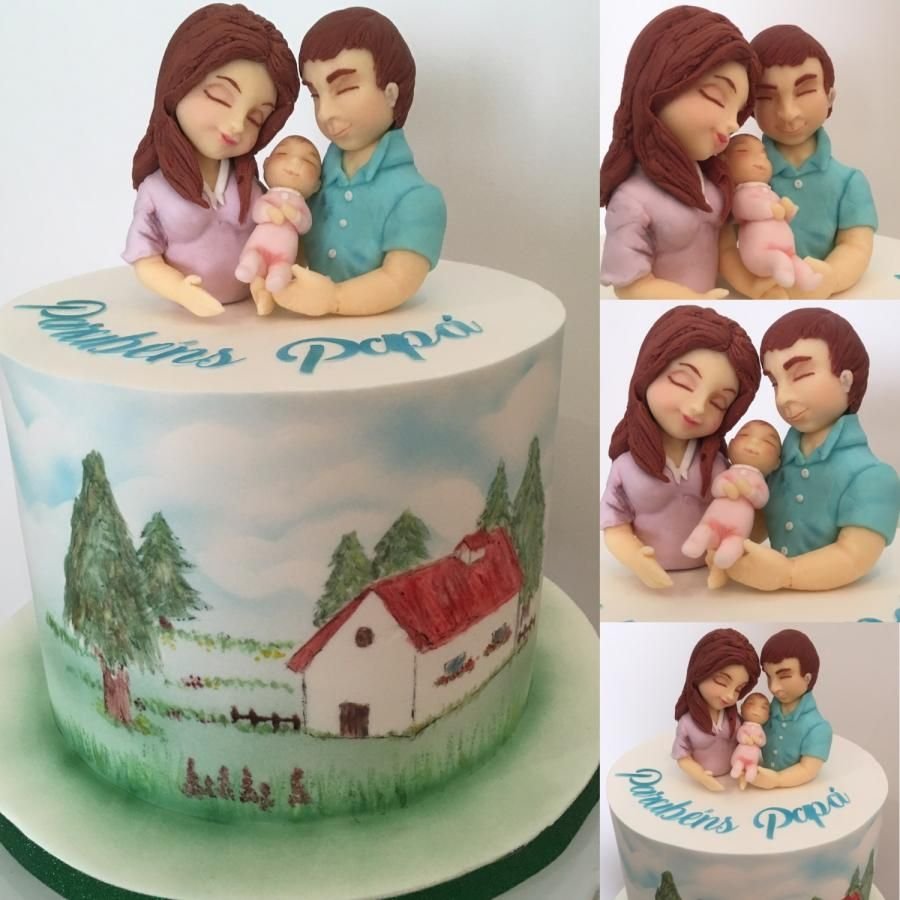 Торт с фигурками семьи