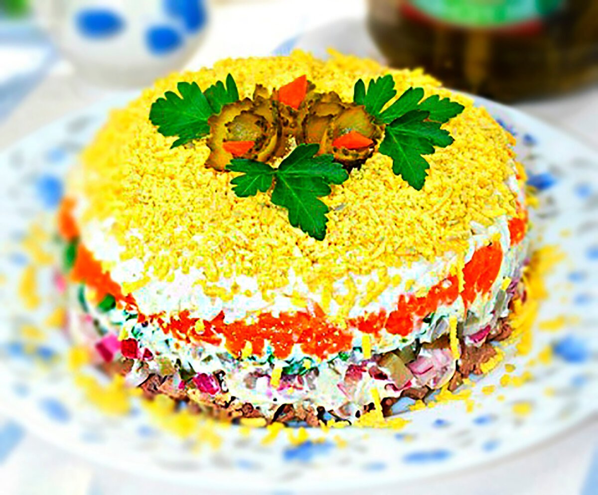 Салат овощной торт