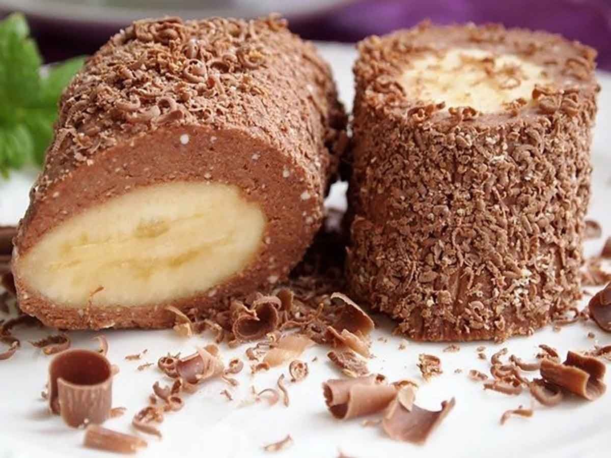 Десерт из творога банана и йогурта