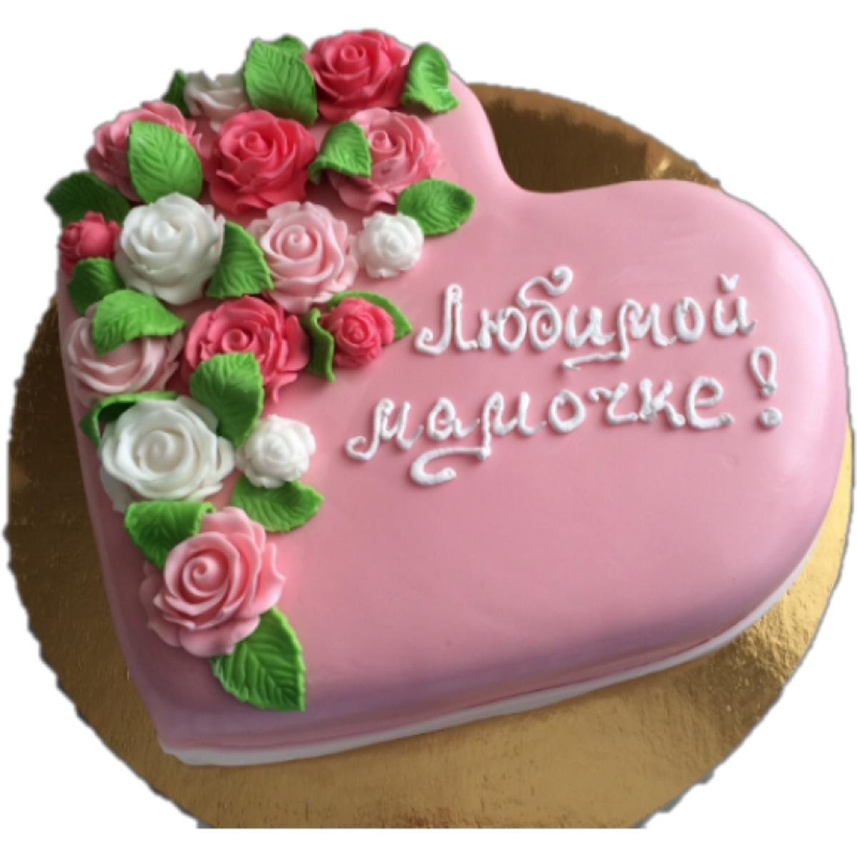 Торт сердечком с розочкой
