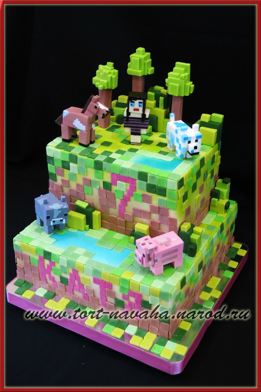 Торт Minecraft двухъярусный