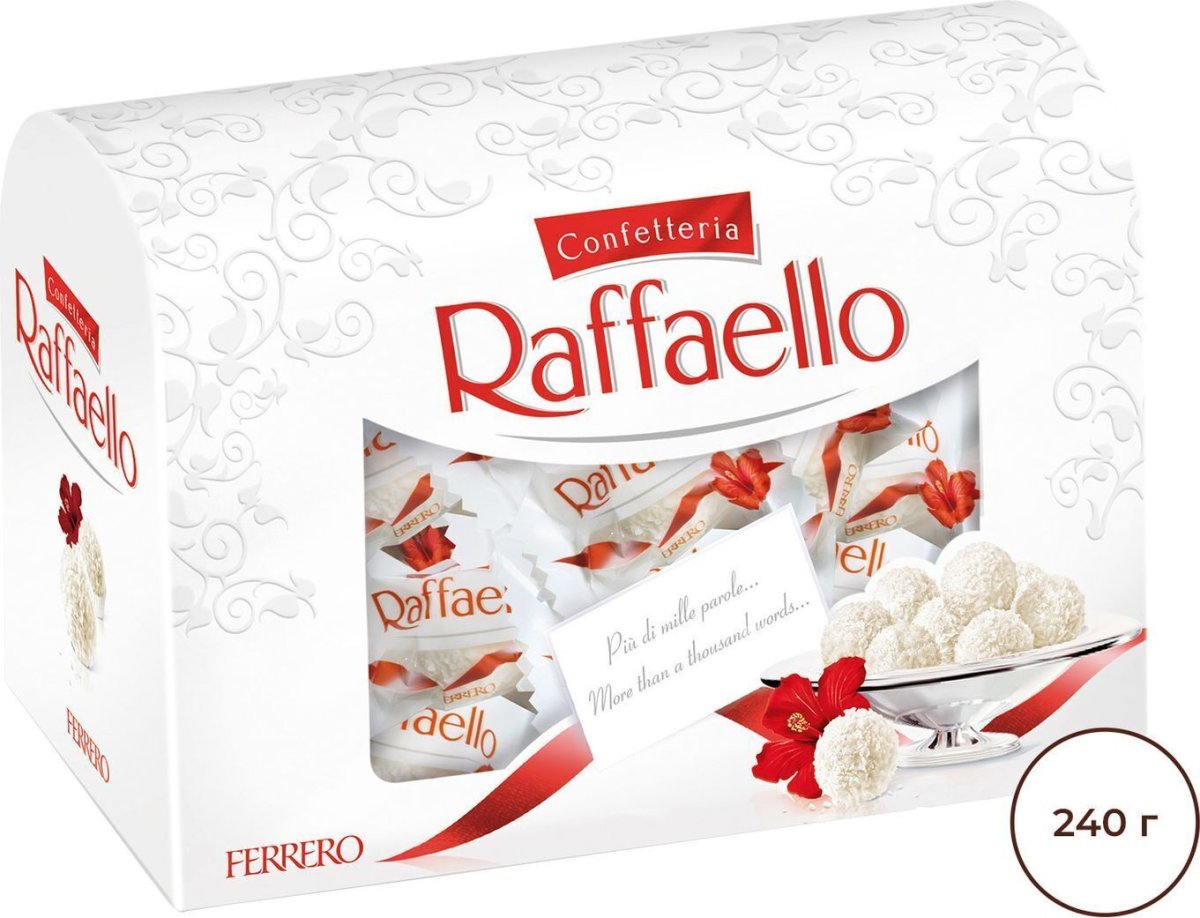 Конфеты Raffaello, с цельным миндальным орехом, в кокосовой обсыпке, 240 г