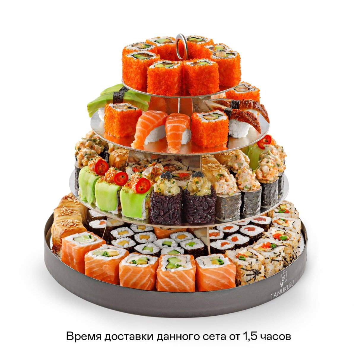 Огромный торт из роллов