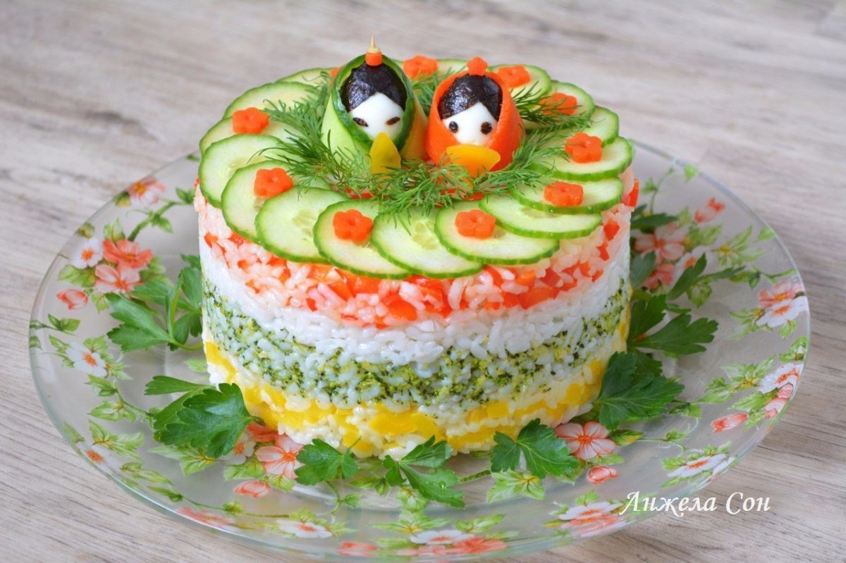 Салат овощной торт
