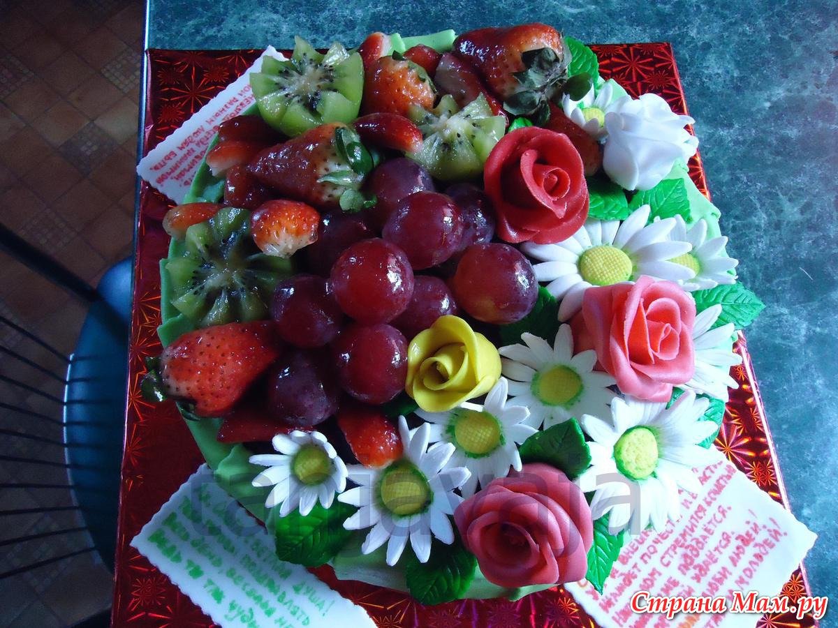Торт корзина с клубникой