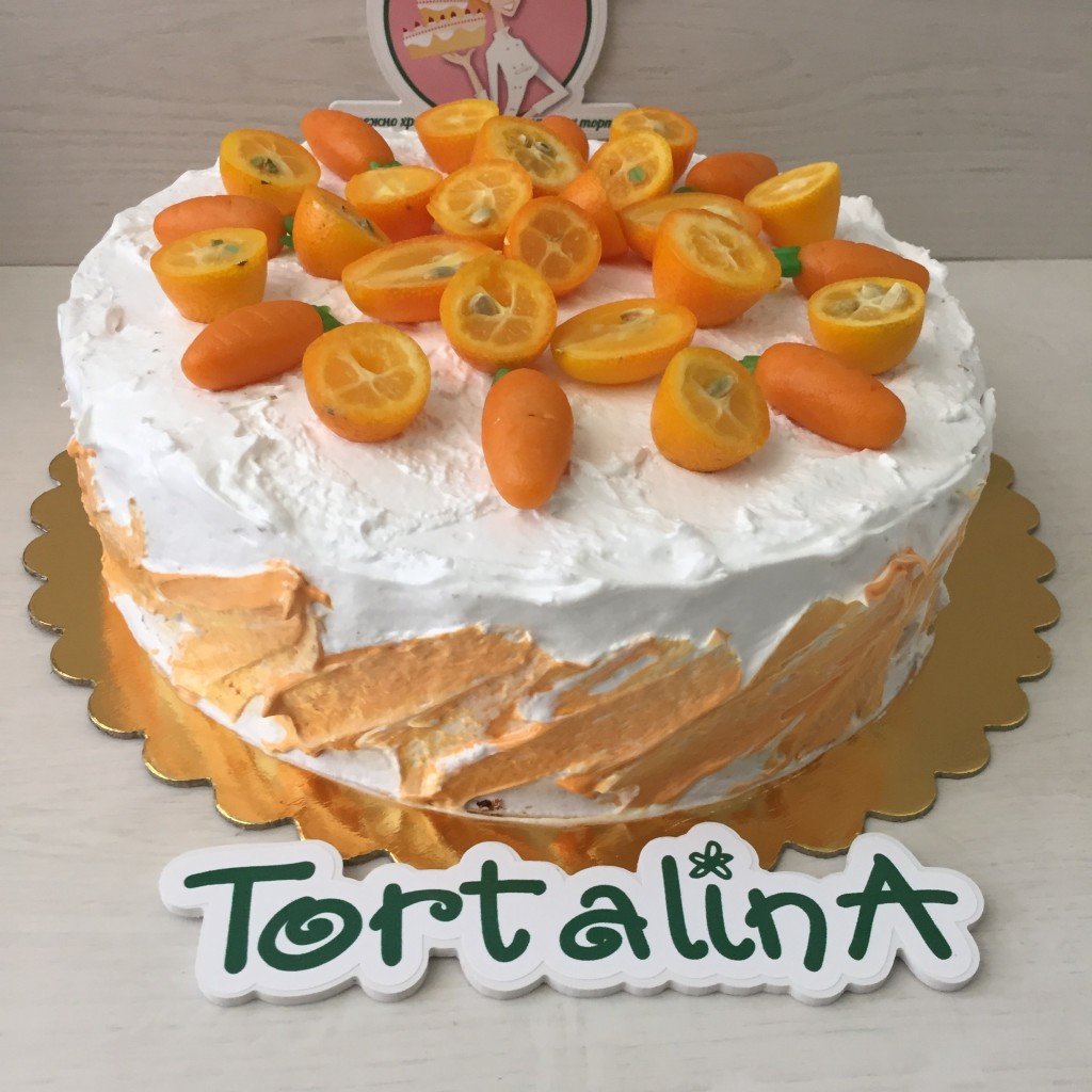 Украшение торта мандаринами и шоколадом