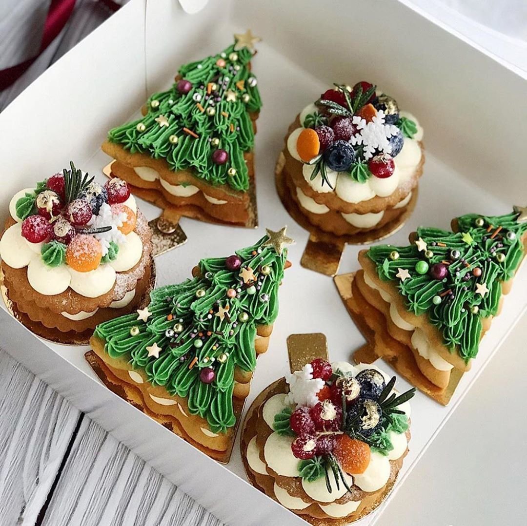 Новогодние капкейки с мастикой