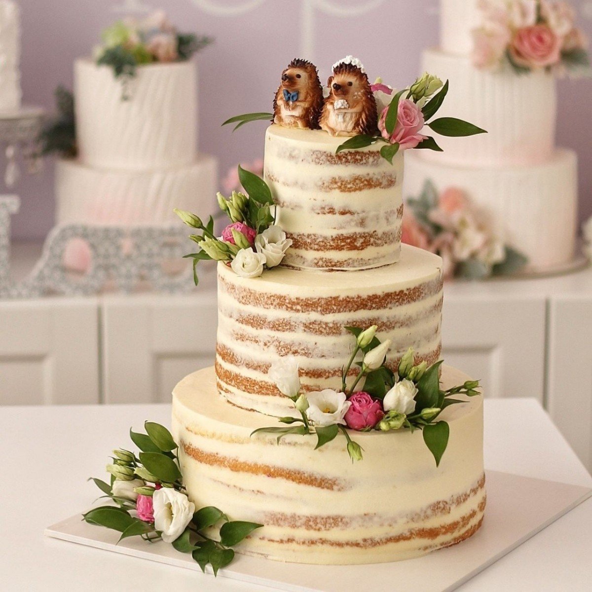 Свадебный торт без мастики трехъярусный