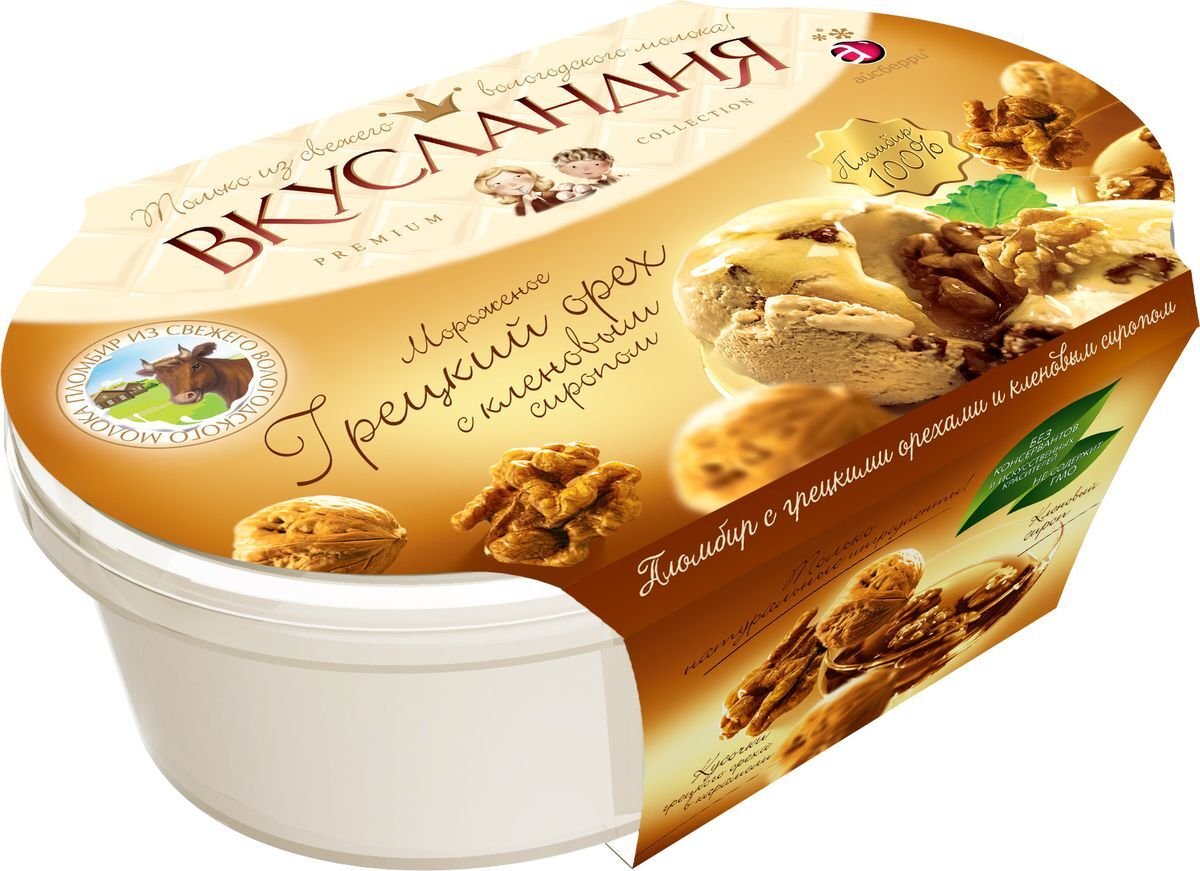 Вкусландия пломбир с грецким орехом и кленовым сиропом 450 г