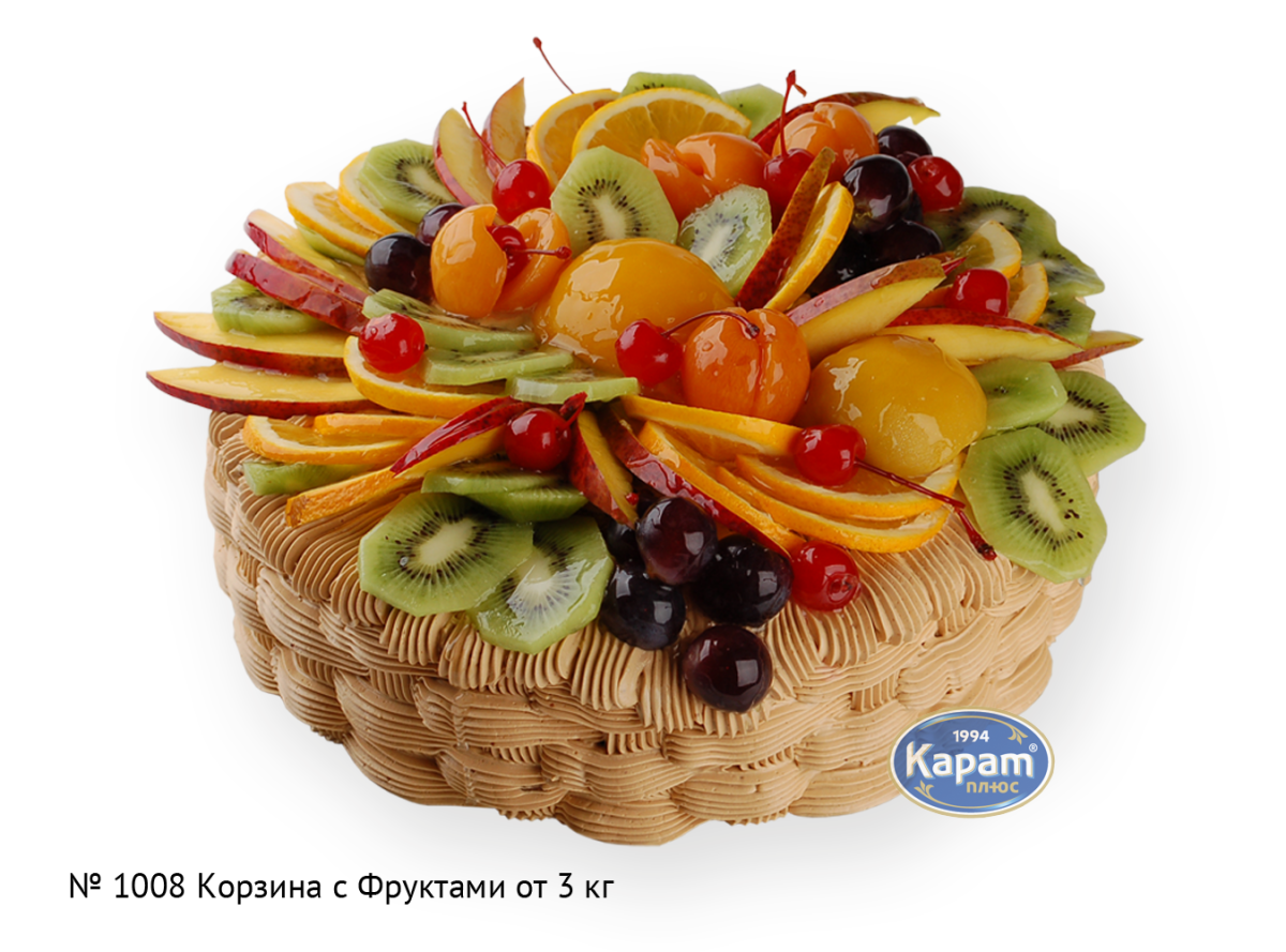 Корзинка с цветами и фруктами открытка