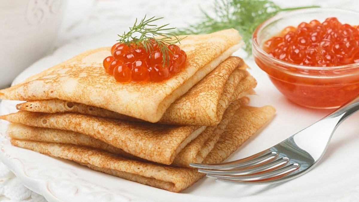 Блины с черной икрой