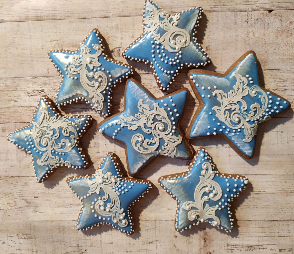 Пряники снежинки новогодние с карамельными вставками