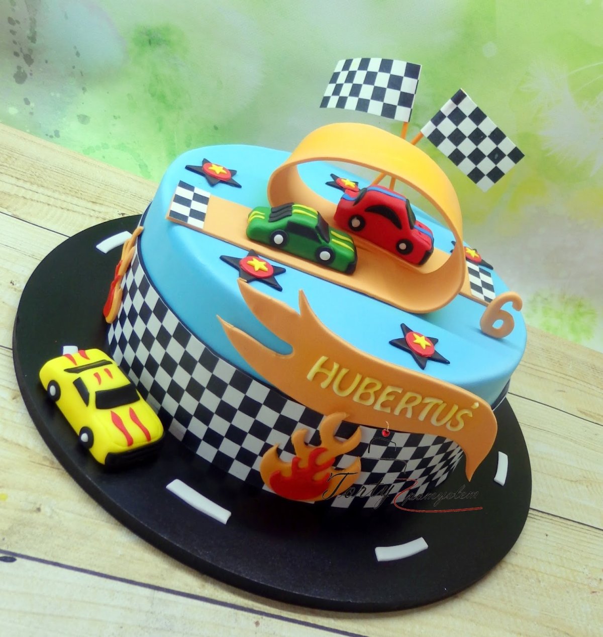 Круглая печать мальчику машинки hot Wheels для торта 5 лет