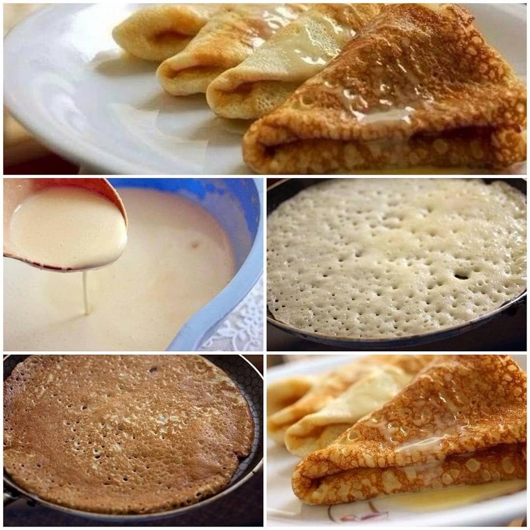 Блины на кислом молоке кружевные с дырочками с кипятком