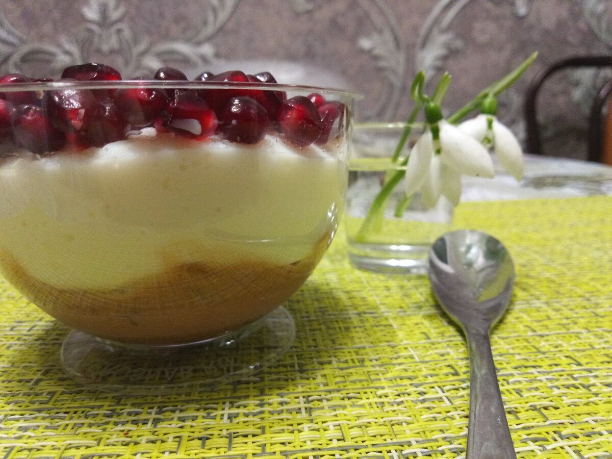 Десерт из ряженки и желатина с какао