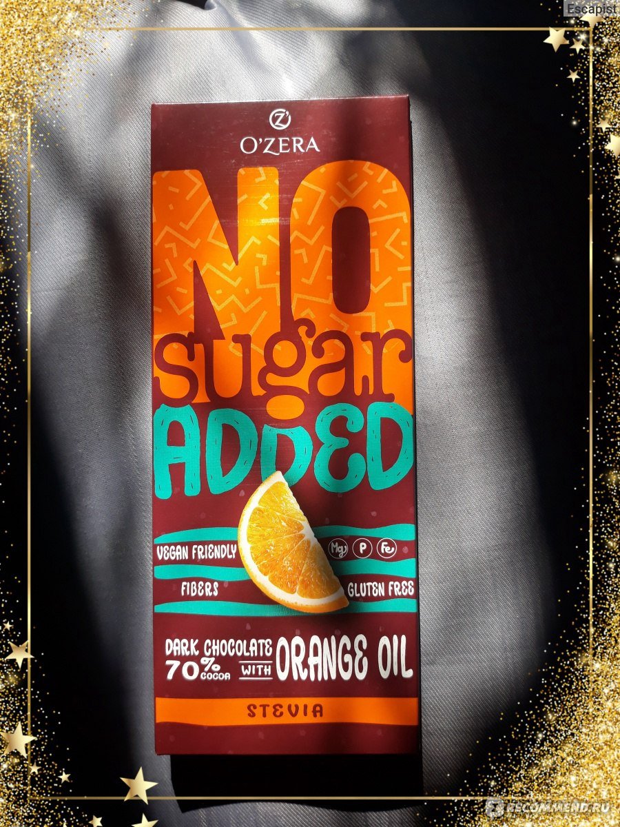 Горький шоколад o’Zera no Sugar added Dark&Orange