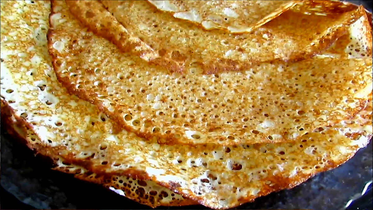 Блины на живых дрожжах ажурные