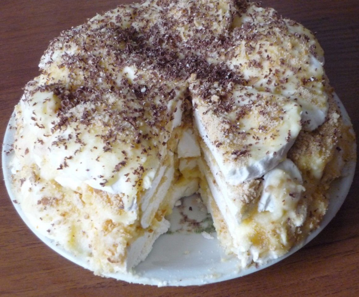 Торт из зефира без выпечки со сливками