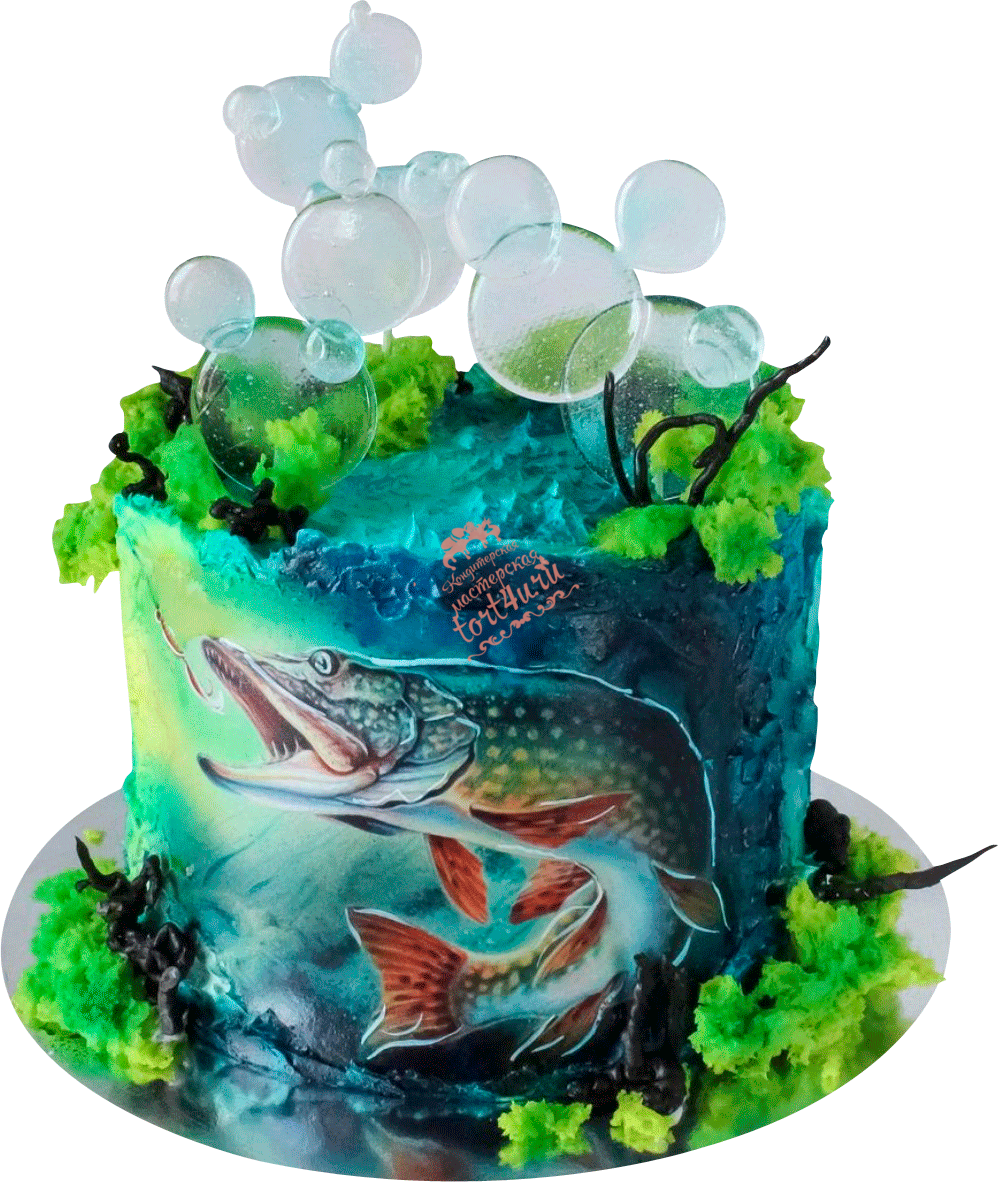 Рыбак на торт печать