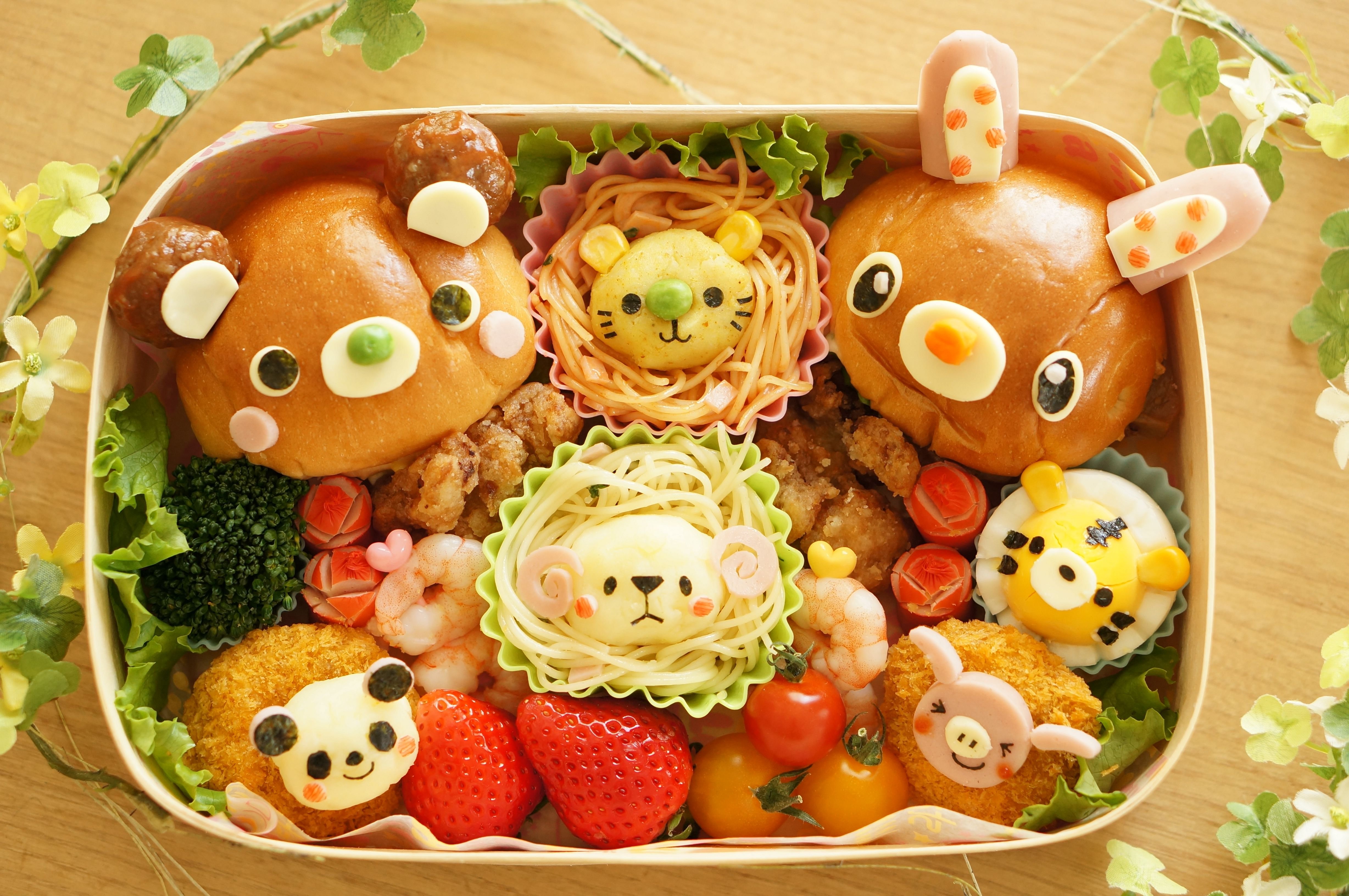 Приготовление бенто торта. Бенто. Бибинто. Блюда в виде животных. Японские Завтраки для детей.