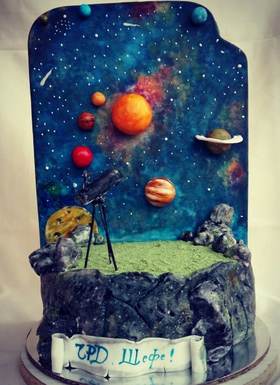 Торт с зеркальной глазурью космос