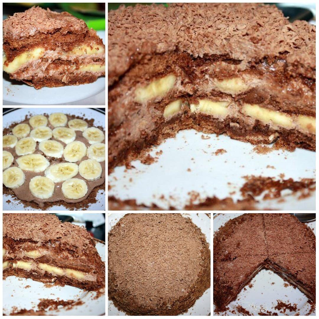 Шоколадный торт с банановым кремом