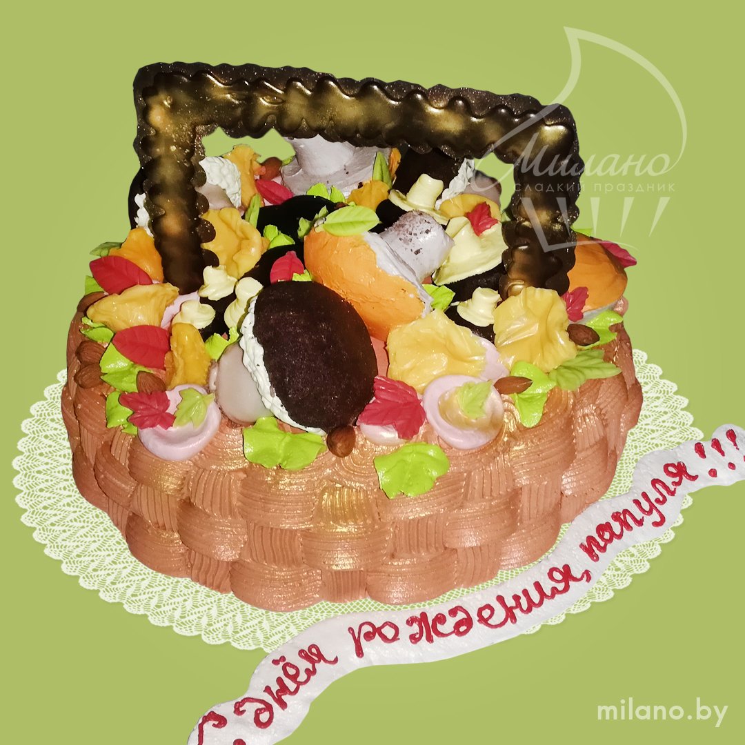 Торт корзинка с грибами