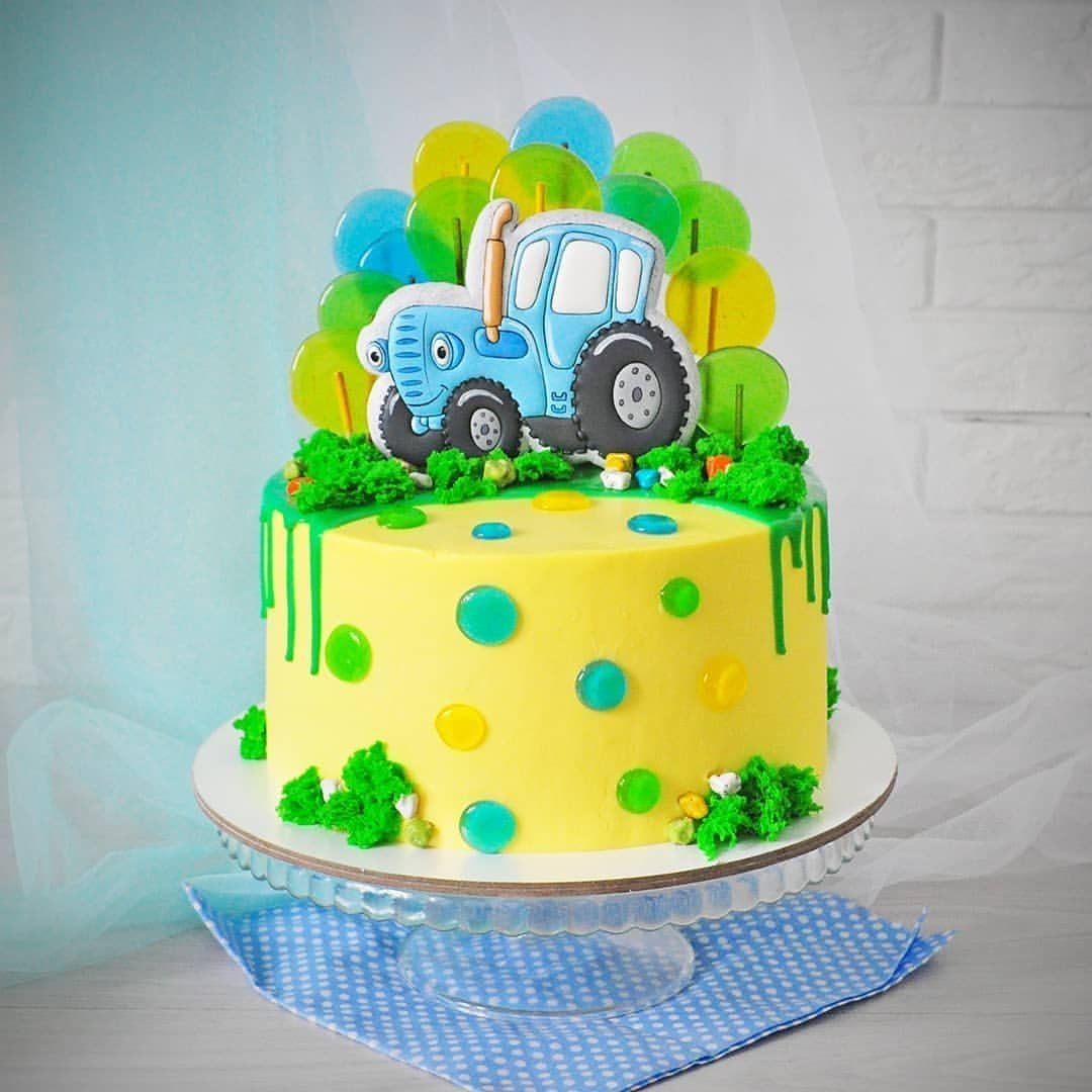 Тортик с синим трактором