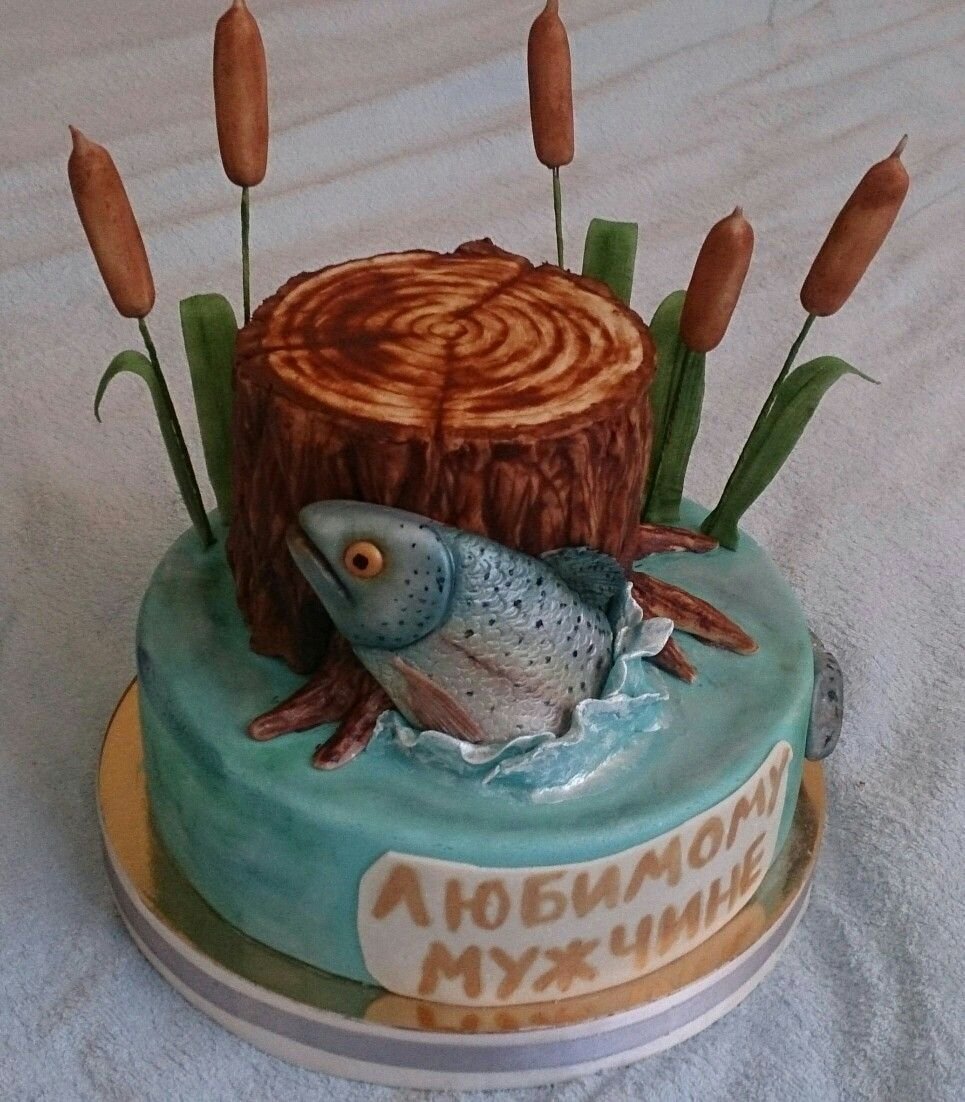 Красивый торт для рыбака