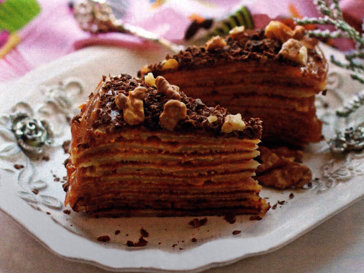 Торт с орехами и сгущенкой