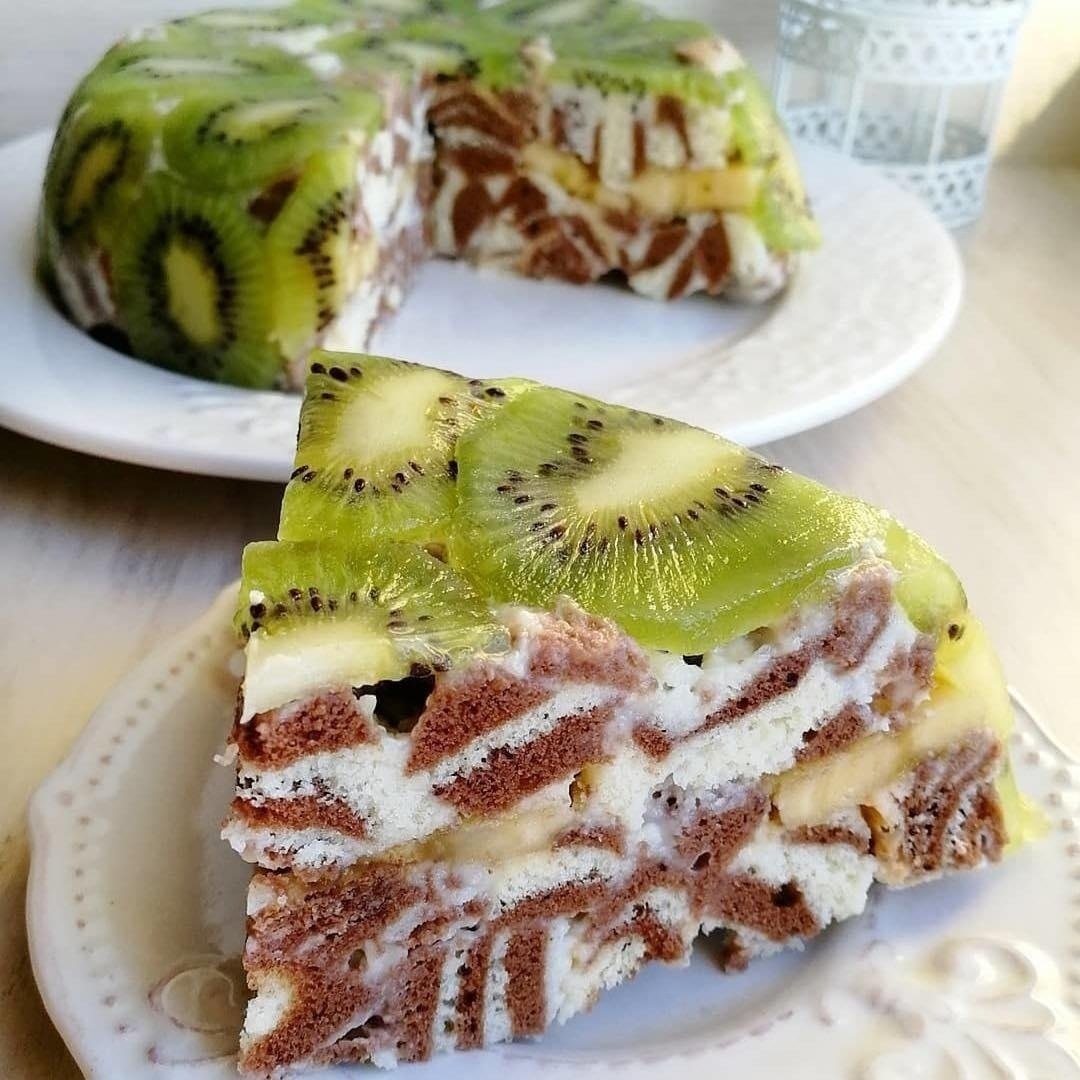 Творожный торт с киви