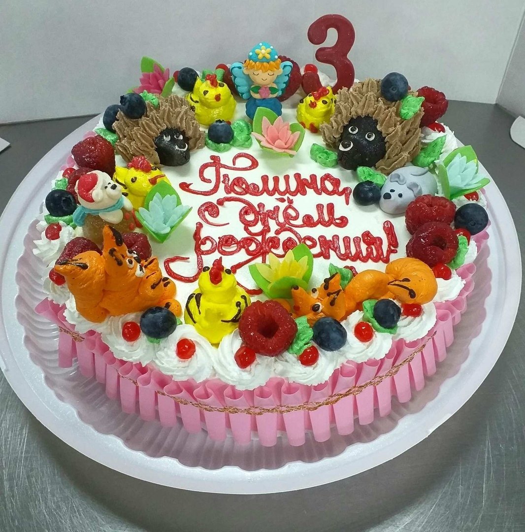 Торт Лесная Полянка со зверюшками