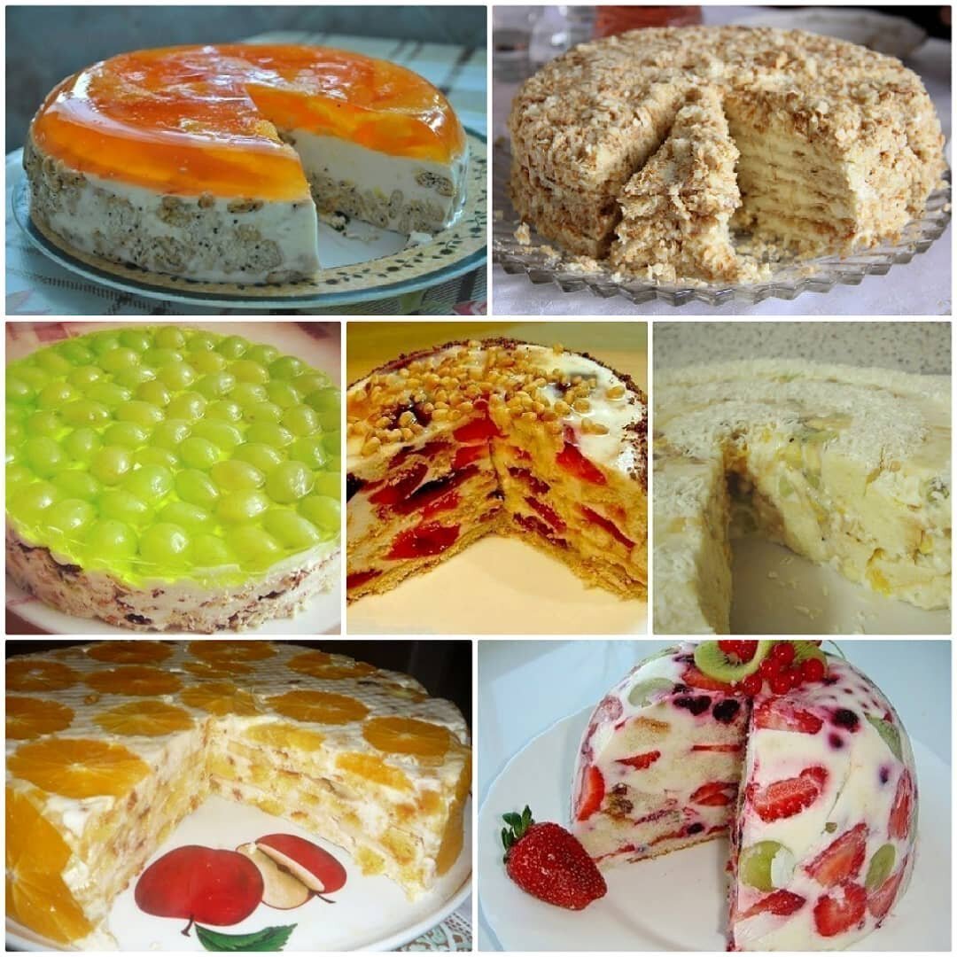 Торт без выпечки с фруктами