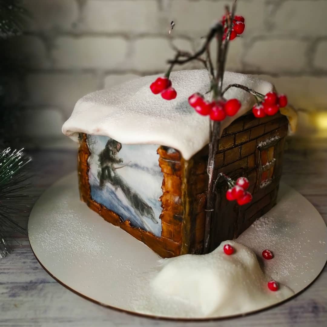 Зимние торты рецепты. Тортики с зимними домиками. Зимний торт. Торт зимний дом. Торт зимняя сказка.