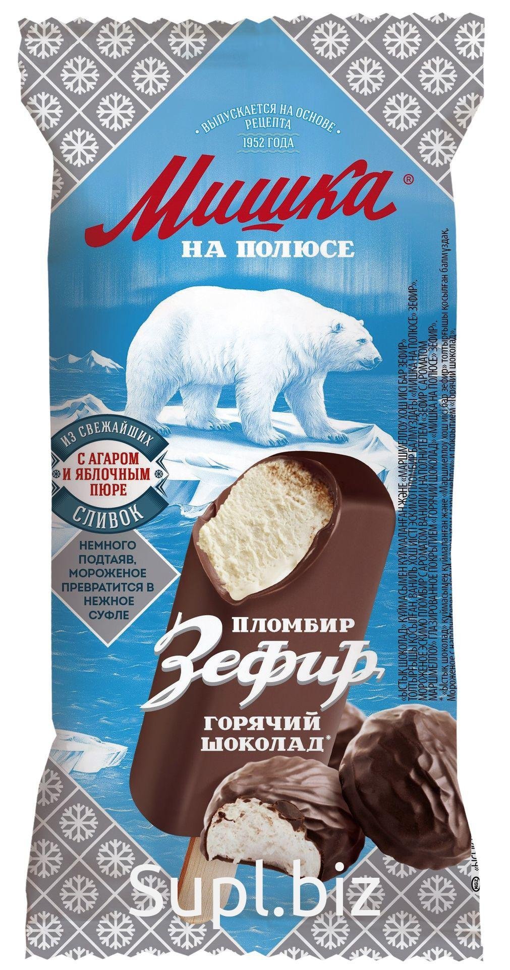 Мороженое-эскимо "мишка на полюсе" с клюквой 75г