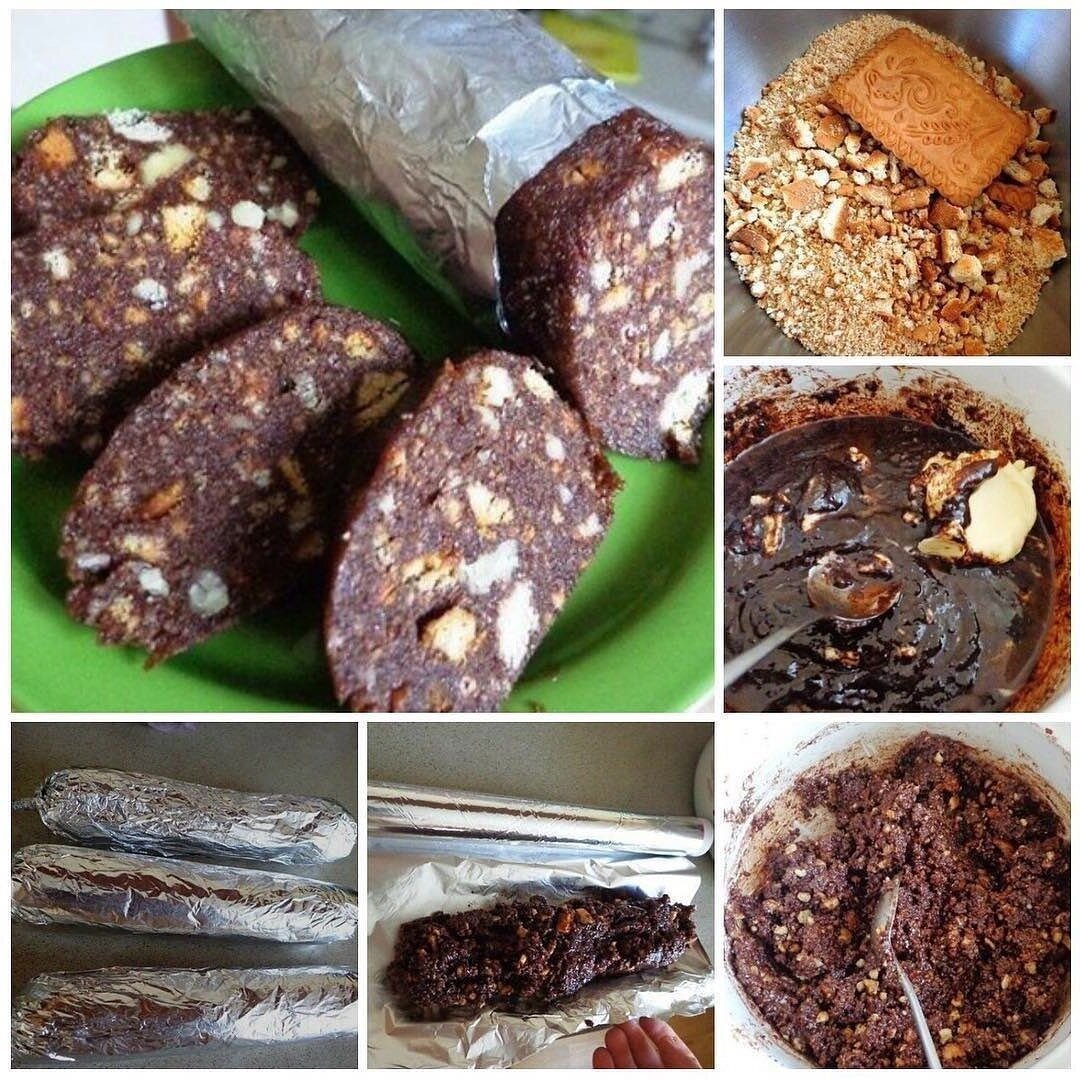 Колбаска со сгущенкой и печеньем